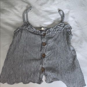 striped and buttoned float tank top